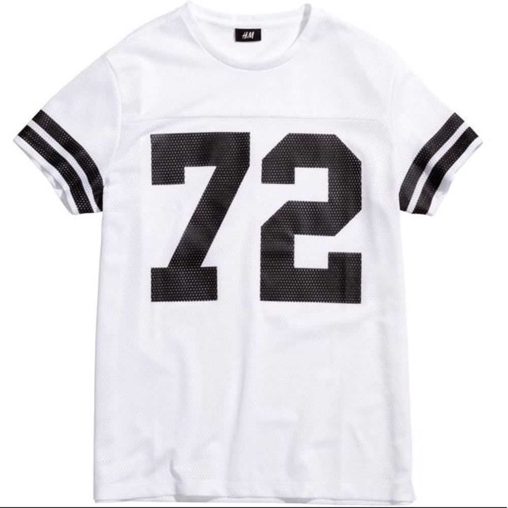 H&M White Mesh Jersey T-Shirt